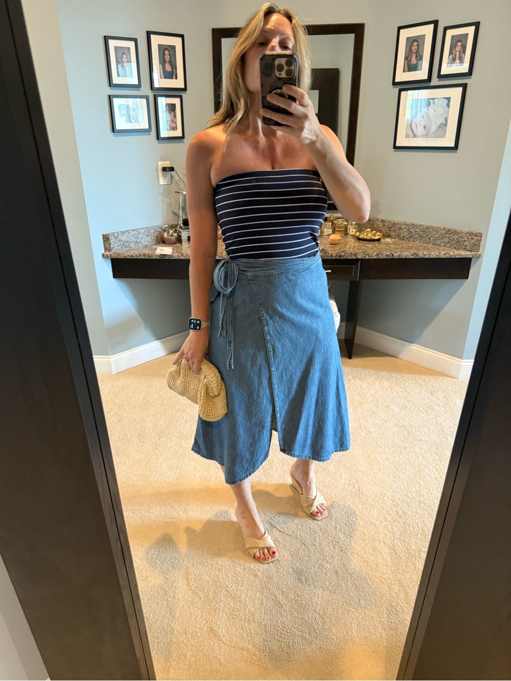 Gap Denim Wrap Midi Skirt - Blue